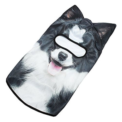 WTACTFUL 3D Animal Ears Balaclava, Breathable Face Mask for Halloween | Stand-Up Ears, Windproof Dustproof, Quick-Dry, No Fade Print, Soft, for Music Festivals Raves Ski Snowboard Moto Party - color: Border Collie Meb-23