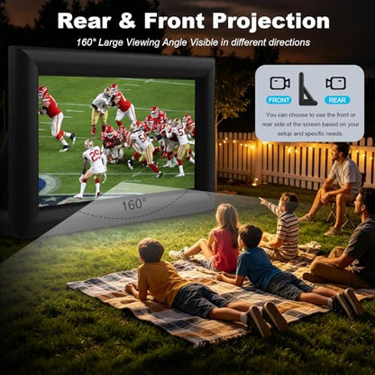 GYUEM 20 feet Inflatable Portable Projector Movie Screen - Huge Air-Blown Cinema Projection Screen Package with Rope, Blower,Tent Stakes - Front & Rear Projection,for Outdoor Party Backyard Pool Fun - size: 20FT