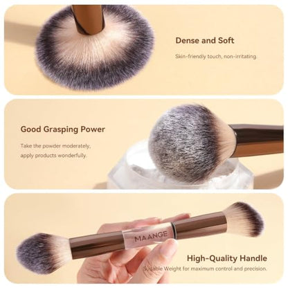 MAANGE 13 Pcs Foundation Makeup Brush Set With Bag, Make up Brushes, Double-End Multi Functional Makeup Brushes, Professional Face Brush Set Tools For Liquid Powder Concealer Cream Blush (White) - color: White