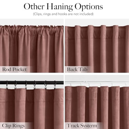 RYB HOME Pink Velvet Curtains 90 inches Long for Girls Living Room | Thermal Insulated, UV Privacy Blocking, Energy Efficient, Noise Reducing, Back Tab, Guest Room Office, W52 x L90, 2 Panels - color: Wild Rose, size: 52"W x 90"L (Pack of 2)