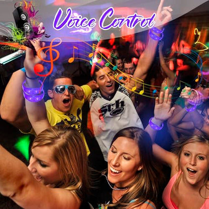100 Pcs LED Bracelets Sound Activated with Flashing LED Strobe Music Control Light Up Bracelets for Rave, Game Prizes, Birthday Party Favor,Valentine's Day gift - color: Purple