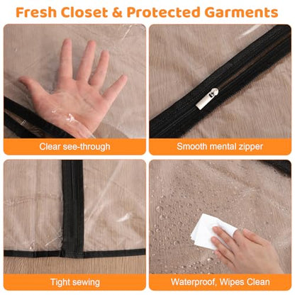 2 Pack Clear Garment Bags, 24 x 40 In, Peva Suit And Dress Covers | Waterproof Peva, Full Clear Design, Dust Protection, Reusable, For Suits, Dresses, Coats, Home And Travel - color: Full Clear with Black Edge, size: 40in *2