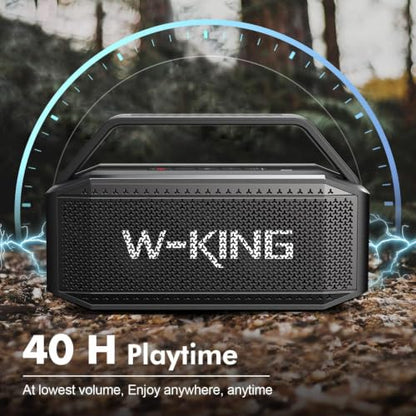 W-KING Bluetooth Speaker, 100W Max IPX7 Outdoor Portable Loud Speakers | 108dB Waterproof Floating Rugged Party Boombox 60W Large Speaker Wireless Subwoofer, 7.2'' Deep Bass Radiator, 40H, EQ TF AUX - color: Black