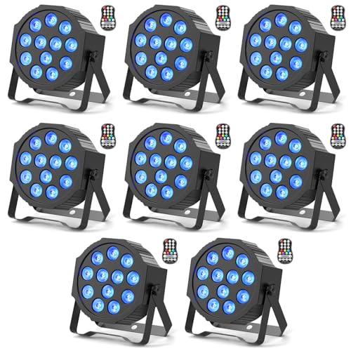 Rechargeable Par Lights, RGBW LED Uplights Battery Powered Stage Light, HOLDLAMP Par Can DJ Lights Sound Activated with Remote & DMX Control for Festival Party Event Wedding Bar. - size: 8 Packs