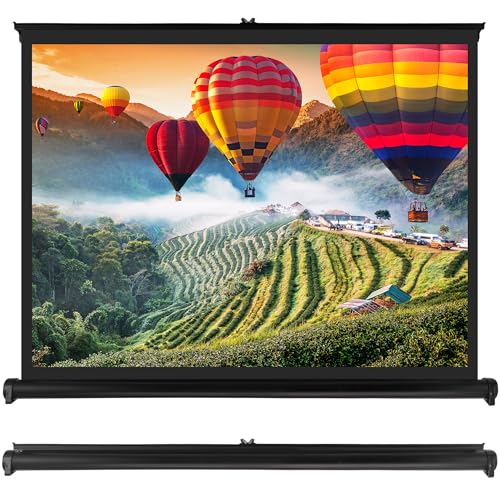 Pyle 50 Inches Projector Screen Portable Floor Standing Fold-Out Roll-Up Tripod Manual, Mobile Movie Screen, Home Theater Cinema Wedding Party Office Presentation, Quick Assembly - PRJTP53,White
