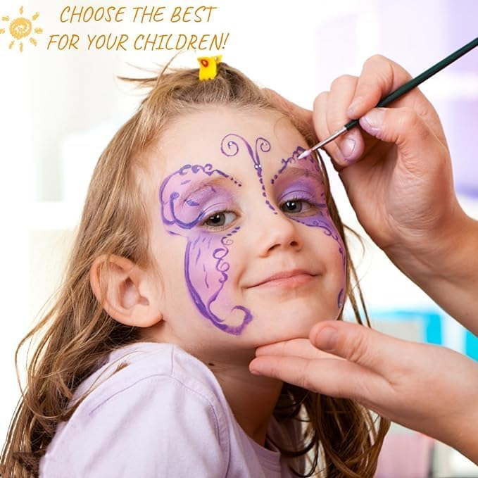 Face Painting Kit for Kids, Rainbow Split Cake Face Paint, Water Activated Facepaint Makeup Kit - One Stroke Non Toxic Rainbow Face Body Paint Set Halloween Christmas Makeup