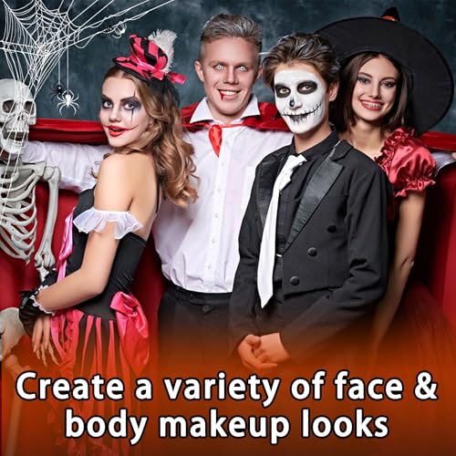 3 Set Black White Red Face Body Paint, 3-Color Joker Face Body Paint | Clown Makeup Kit with Sponge and Brush, Halloween Cosplay Costume Makeup Set for Special Effect Party Supplies - color: Red,black & white