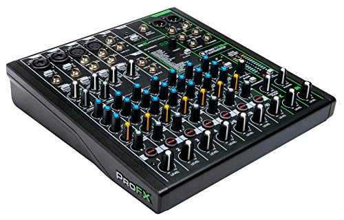 Rockville DX15 15" Powered DJ PA Speaker Pair with Mackie ProFX10v3 Mixer | 2000W Peak / 500W RMS Each, Class D, XLR Outputs, RMC-3PK 3 Microphones, 2 Tripod Stands, 5 XLR Cables, 9-items