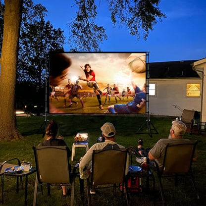 Wootfairy 180inch Outdoor Projector Screen with Stand Portable Wrinkle-Free | 16:9 4K HD Front Rear Foldable Large Projection Movie Screen with Carry Bag for Backyard Family Theater Live Sports Night