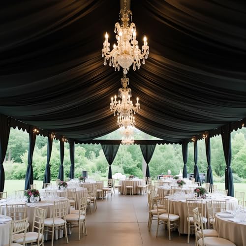 Outpain 10ftx20ft Black Backdrop Ceiling Drapes,2Panels 20ft Height Wrinkle Free Tent Draping Curtains, Fabric Drapery Ceiling Drapes for Wedding Ceremony Birthday Theme Parties with Rod Pocket - color: Black, size: 60"W x 240"L (Pack of 2)
