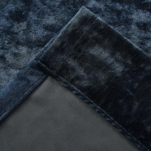 Luxury Crushed Dusty Blue Velvet Curtains 2 Panels Set - 84 inches Long Room Darkening Luxury Distressed Velvet Rod Pocket Window Drapes for Living Room Bedroom 52" W x 84" L - color: Dusty Blue, size: 52"W x 84"L (Pack of 2)