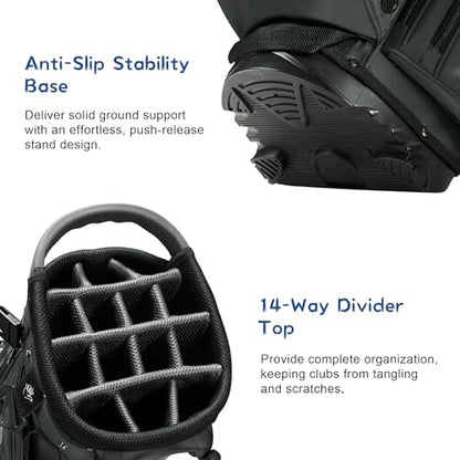 KVV 14-Way Golf Stand Bag, Lightweight Hybrid Golf Bag with Multiple Pockets, Dual Straps & Rain Cover, Premium Golf Bag for Men & Women