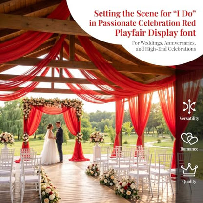 DUOBAO Ceiling Drapes 20ft Red Wedding Backdrops 4 Panels Sheer Curtains | Chiffon Fabric, 5x20ft Each Panel, for Reception Ceremony Arch, Party & Photo Backdrop, Bridal Shower Wedding Event Supplies - color: Red, size: 60"W x 240"L (Pack of 4)