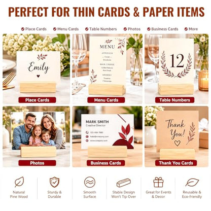 15Pcs 2.75x1.38 Inches Wood Table Number Stands, Wood Place Card Holders, Wooden Holders for Wedding, Ceremony, Birthday, Party, Home Decoration, Events (1mm Slots) - size: 15 Pcs- L 2.75"- Slots 1mm