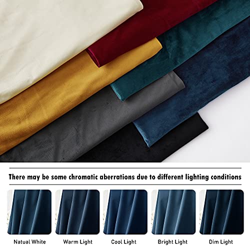 RYB HOME Navy Blue Velvet Curtains 63 inch Length 2 Panel Set, Room Darkening Window Curtains & Drapes with Rustproof Grommets Noise Reducing Opaque Velvet Drapes for Living Room, W52 x L63 inch - color: Navy Blue, size: 52"W x 63"L (Pack of 2)