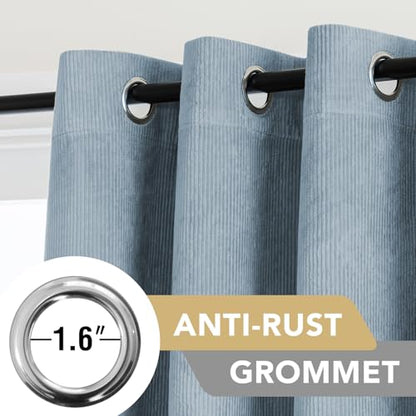 H.VERSAILTEX Velvet 100% Blackout Curtains for Living Room Full Light Blocking Curtains Thermal Insulated Room Window Drapes Soft Luxury Curtains Grommet Top 2 Panels (55" W x 63" L, Stone Blue) - color: Stone Blue, size: 55"W x 63"L (Pack of 2)