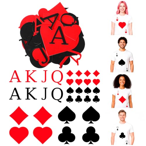 Mixweer 40 Pcs Halloween Play Card Costume, 8 Set Poker Felt Adhesive Sheet - color: Play Cards