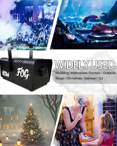 Fog Machine, Smoke Machine with Wireless&Wired Remote Control for Parties Halloween Wedding and Stage Effect, 600W