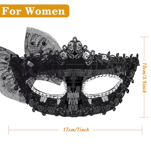 SIQUK Couple Masquerade Masks Set Venetian Party Mask Costume Mask - color: Bow Black