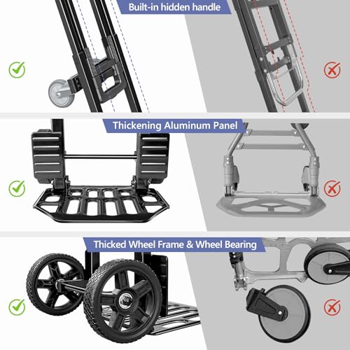 KEDSUM 4-in-1 Convertible Dolly Cart with Folding Crate, 600LBS Heavy Duty Hand Truck Dolly, Hand Truck with Adjustable Handle Angle & Expandable Base for Home,Warehouses,Dorm, Collapsible - size: 600LBS-6 Wheels with Folding Crate