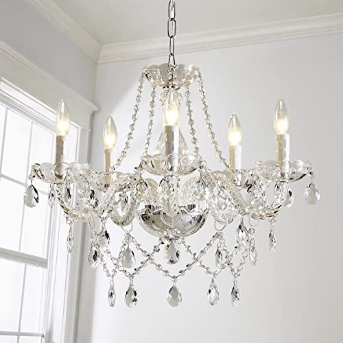 Saint Mossi 5 Light Modern Contemporary Elegant K9 Crystal Glass Chandelier Pendant Ceiling Lighting Fixture - color: Clear 5-Light