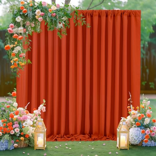 Rust Backdrop Curtains 10ftx8ft Thanksgiving Polyester Photo Drapes - color: Rust, size: 2 Panels 5ft X 8ft