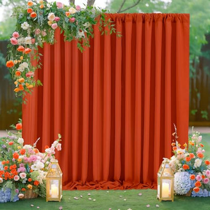 Rust Backdrop Curtains 10ftx8ft Thanksgiving Polyester Photo Drapes - color: Rust, size: 2 Panels 5ft X 8ft