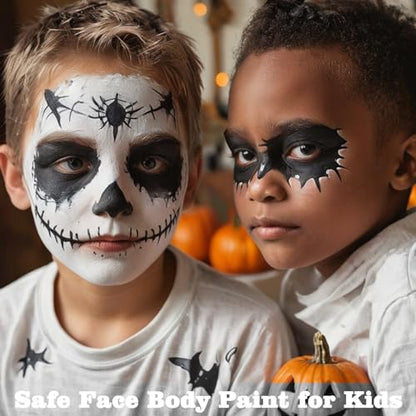 MEICOLY Black White Light Grey Face Body Paint Palette,Halloween Zombie Skeleton Makeup Face Paint,Clown Black White Makeup for Adults and Kids,Professional Body Paint Face Painting for SFX Cosplay - color: black white grey face paint palette