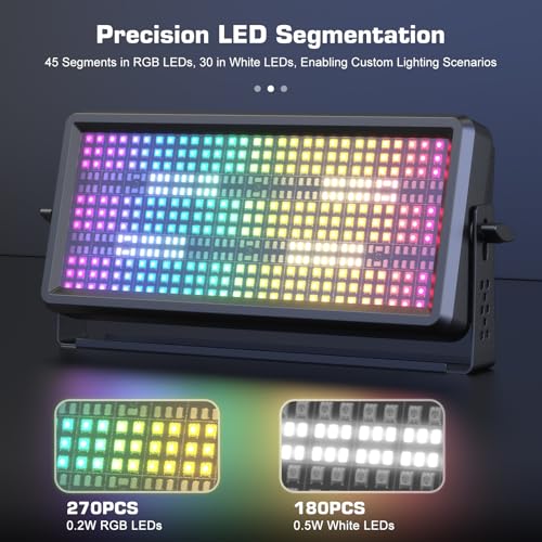 180W RGBW LED Wall Washer Light, 270 RGB +180 White LEDs Stage Strobe Light with Remote, DMX512 Sound Activated for Church VBS Wedding Party KTV Halloween Haunted House Rental Event