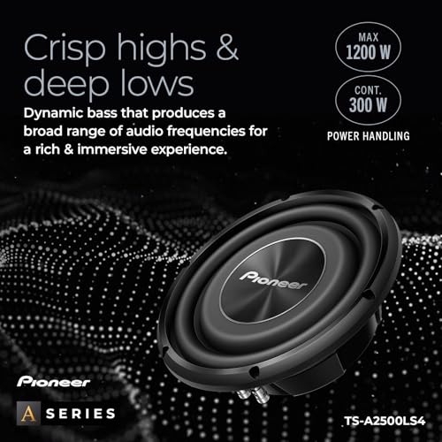 Pioneer A-Series TS-A2500LS4 Shallow-Mount 10" Subwoofer 1200W Max - size: 10" - 1200W, style: Shallow Mount Component Subwoofer