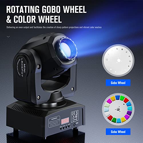 Moving Head DJ Lights, U`King 50W LED Moving Head Light with 7 Gobos 7 Colors and Open White Beam Spotlight by DMX and Sound Activated for Wedding DJ Disco Parties Live Show Church Bar (Set of 4)