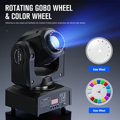 Moving Head DJ Lights, U`King 50W LED Moving Head Light with 7 Gobos 7 Colors and Open White Beam Spotlight by DMX and Sound Activated for Wedding DJ Disco Parties Live Show Church Bar (Set of 4)