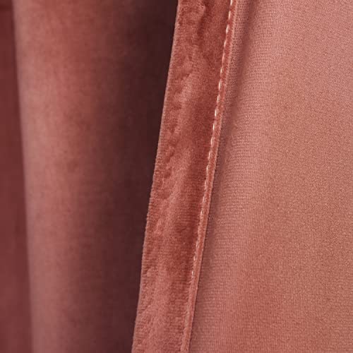 Roslynwood Brick Dust Velvet Curtain 72 inches Long - Curtains Block Light Rod Pocket Thermal Insulation Super Soft Drapes for Bedroom/Office/Living Room, W52 x L72, 2 Panels - color: Brick Dust, size: 52"W x 72"L (Pack of 2)