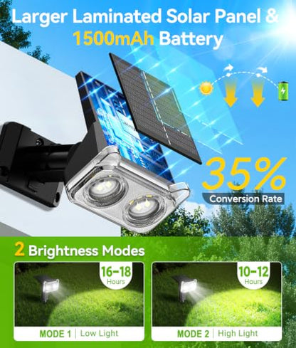 LETMY Solar Lights Outdoor Waterproof IP65, 6 Pack Solar Spot Lights Outdoor With 14 Big LEDs, 2-in-1 Wall Lights & 2 Modes Solar Powered Landscape Spotlights for Garage Pathway Yard Decor Garden Gift - size: 6 PACK