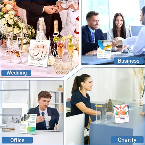 Acrylic Sign Holder 5x7 Inches, 13 Pack Clear Plastic Table Flyer Display Stand, L-Shape Vertical Menu Paper Holder Stand, Clear Picture Photo Flyer Display Stand for Restaurants, Store Fair,Office - size: 13 Pack-L Shape-5X7