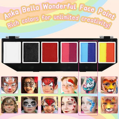 Professional Face Paint（60gm),Water Activated Face Body Painting Kit for Kids & Adults,Hypoallergenic & Non-Toxic,Perfect for Birthday Parties/Halloween/Carnival - color: Six-panel face paint tray