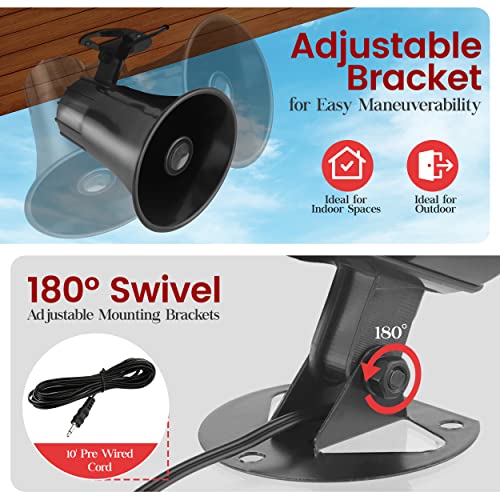 Pyle All-Weather Mono Trumpet Horn Speaker - 5" Portable PA Speaker with 8 Ohms Impedance and 25 Watts Peak Power - 180 Degree Swiveling Adjustable Bracket for Easy Maneuverability