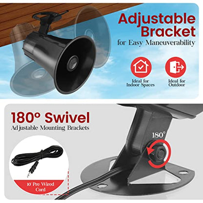 Pyle All-Weather Mono Trumpet Horn Speaker - 5" Portable PA Speaker with 8 Ohms Impedance and 25 Watts Peak Power - 180 Degree Swiveling Adjustable Bracket for Easy Maneuverability