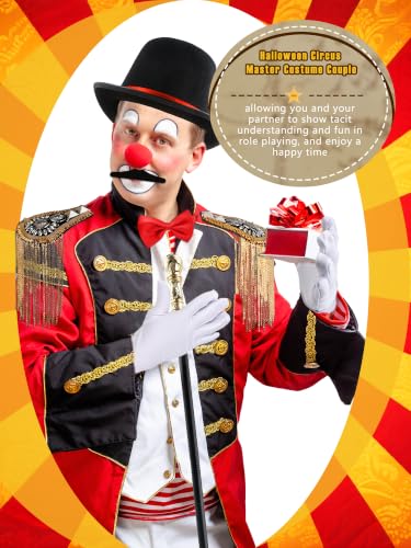 14 Pcs Adult Couple Ringmaster Costume Accessories | Ring Master Dress up Accessories, Top Hat, Tamer Headbands, For Women Men Couple, Halloween Cosplay Performance