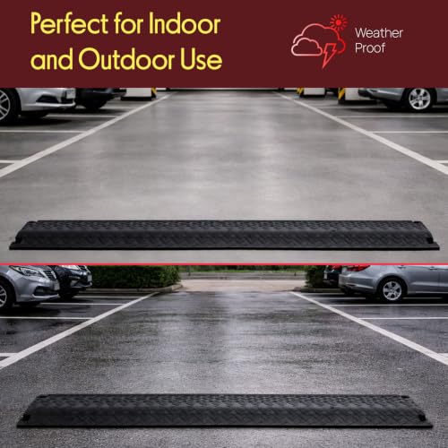 Pyle Durable Cable Protection Ramp Cover - Supports 11000lbs Single Channel Heavy Duty Hose and Cord Track Floor Protection, 39.4” x 5.11” x 0.78” Cable Concealer for Indoor Outdoor Use