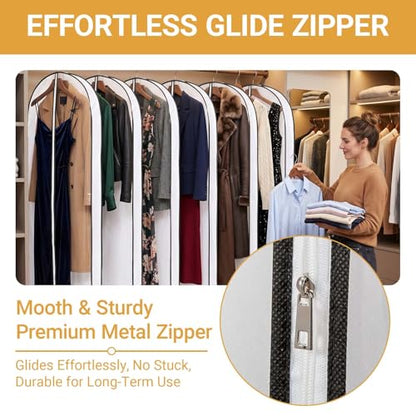 2 Pack 60" Clear Double-Sided Garment Bag with Zipper 24×60×4 Inch | Breathable PVC with Non-Woven Top, Zippered Garment Cover for Suits Wedding Dresses Dance Costumes, Travel Organizer - size: 24 × 60 × 4 in
