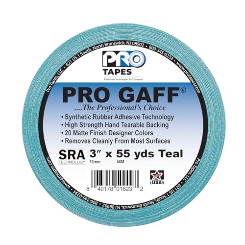 3" Pro Gaff Gaffers Tape 55 yards length teal matte. Premium Heavy-Duty Gaffers Tape trusted by professional Gaffers. Made in the USA. Holds Tight, Easy to remove. (Pack of 16) - color: Teal, size: 3 in x 1980 in