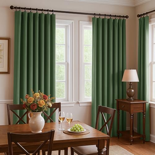 Green Velvet Curtains 84 Inches Long, Thermal Insulated Olive Green Blackout Curtains for Living Room Bedroom Curtain Set Rod Pocket Back Tab Room Darkening Drapes, 2 Panel Olive Green - color: 08-olive Green (Velvet ), size: 52"W x 84"L (Pack of 2)