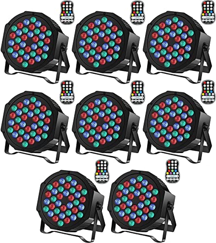 Rechargeable Stage Par Lights U`King RGB 36 LED Uplights Battery Powered with RGB 36W DJ Uplights Sound Activated Remote Control for Wedding DJ Disco Events Halloween Church Live Party- 8 Pack - color: 36LED 8 Pack