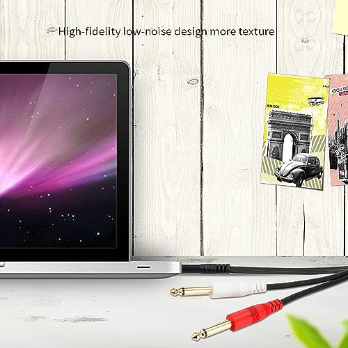 1/8 TRS to Dual 1/4 Audio Cable, 3.5mm TRS to 6.35mm Dual 1/4 TS Mono Y Splitter Audio Cable Adapter for SMA rtphone, Computer, Mixer, Amplifier Speaker, Home Stereo System (15FT) - size: 15FT