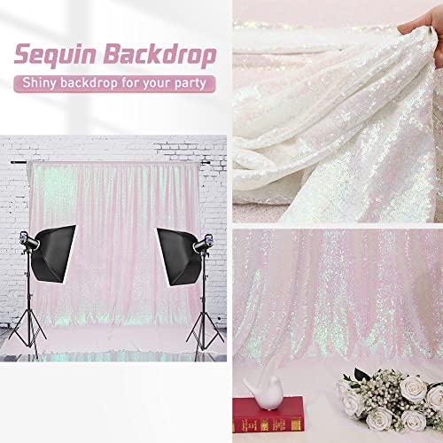 Eternal Beauty White Iridescent 3mm Sequin Backdrop 2x8 Ft 2 Pack Wedding | Dense Sparkle Fabric With Breathable Mesh Backing And Rod Pocket For Bridal Shower Parties And Photo Booth Events - color: Iridescent, size: 2Ftx8Ft