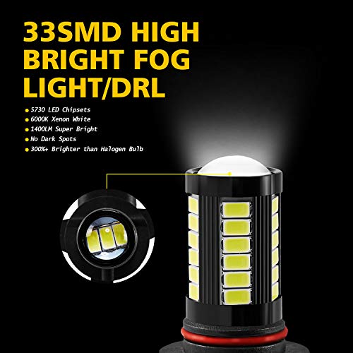 AUXLIGHT H10 9145 9140 9045 9155 9040 PY20D LED Fog Light Bulbs 6000K Xenon White, Super Bright 2800 Lumens 33-SMD Chips LED Daytime Running Lights DRL Bulbs Replacement for Cars, Trucks (Pack of 2) - size: 9145 / H10