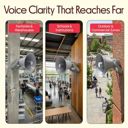 Indoor Outdoor PA Horn Speaker - 12.7 Inch 60 W Compact Loud Sound Megaphone w/ 400Hz-5KHzz Frequency, 16 Ohm, 70V/100V Transformer, Mounting Bracket Hardware, For 70V/100V Audio System - Pyle PHSP12 - style: Classic