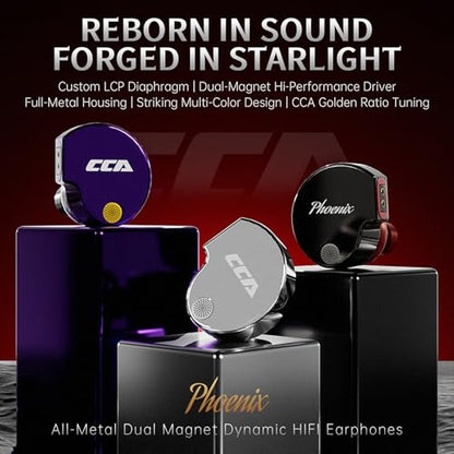 CCA Phoenix in-Ear Monitor Headphones – Dual-Magnet Dynamic Driver IEM with HiFi Clear Sound & Deep Bass, Full-Metal Professional Gaming Earbuds for Musicians, Singers, and Audiophiles(USB C Plug) - color: Silver, style: With Mic,USB-C