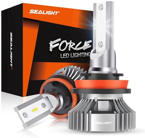 SEALIGHT H11 H8 H16 LED Fog Lights Bulb, 400% Brightness H9 H8 Fog Lights LED Bulb, 6000K White H11 Fog Light Bulbs for Car, 50,000 HRS Lifespan Replacement Fog Light Bulbs, IP68 Waterproof, Pack of 2 - color: White, size: H11